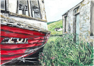 The lower gallery will feature drawings of boats by local artist Avril Thomason Smith